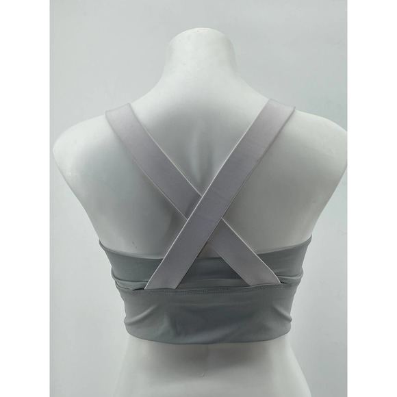 𝅺AVIA Sz 8-10 Sport Bra Gray Wireless Unlined Crossback Pullover Exercise - Picture 2 of 5